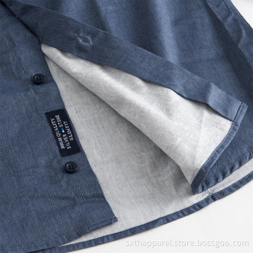Men's Dark Blue Business Long Sleeve Formal Shirt